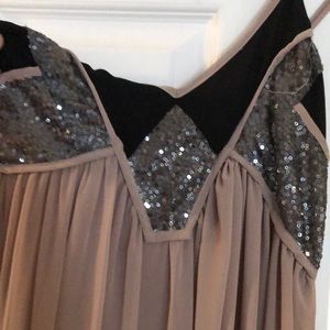 Tan, Black and Sequin Maxi Dress